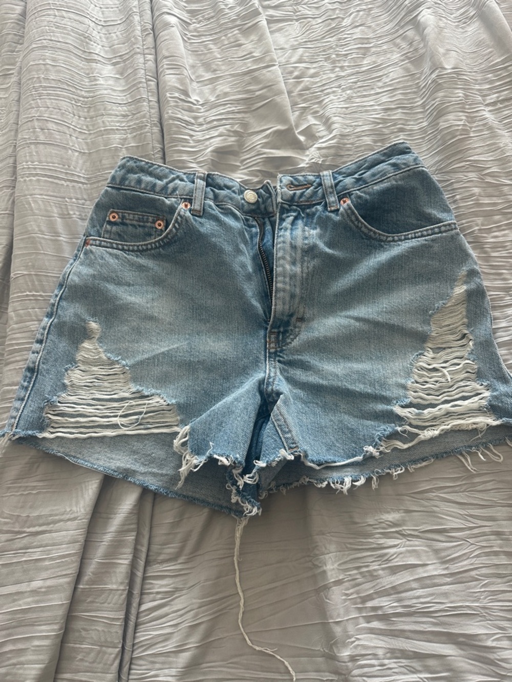 Topshop Distressed Light Blue Denim Women’s Shorts